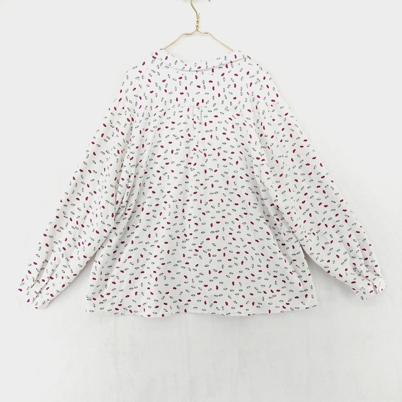 Jones New York Collection Lip Print Fun Long Sleeve Button Down Shirt P2967 - Picture 4 of 8